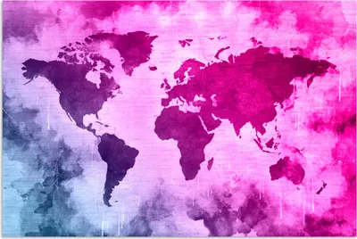 Produktbild von MuchoWow® Poster Weltkarte - Blau - Rosa 60x40 cm - Schlafzimmerdekoration