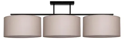 Produktbild von Deckenleuchte Metall Stoff Schwarz Sandfarben E27 3-flammig länglich Modern Deckenlampe