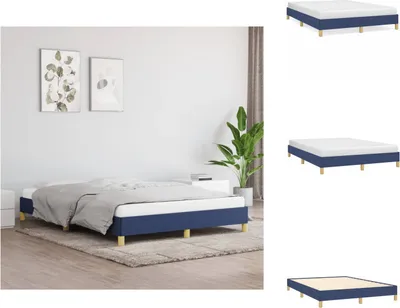 Produktbild von vidaXL Bettgestell Blau 160x200 cm Stoff - Betten & Bettgestelle