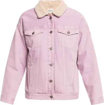 Produktbild von ROXY Great Time Damen Jeans-Jacke gefütterte Denim-Jacke Boyfriend-Fit ERJJK03456 MGN0 Violett/Rosa, Größe:L