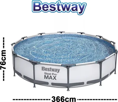 Productafbeelding van Steel Pro MAX framezwembad 366 x 76 cm, rond, 12 voet, BESTWAY 3-in-1 + pompfilter