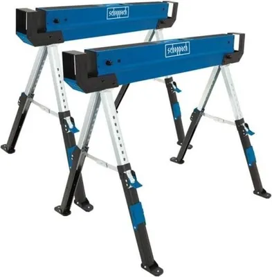 Image de Tréteaux de chantier acier SCHEPPACH MWB600, Lot de 2, 820mm Hauteur Max, 600kg par tréteau
