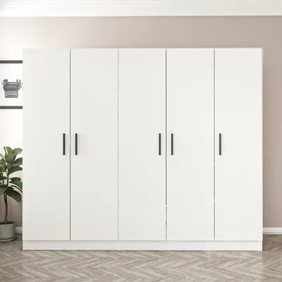Obrázek produktu pro Skye Decor, Kale - 3805, šatní skříň, bílá, 100 % MELAMÍNEM potažené desky, 225 x 52 x 210 cm