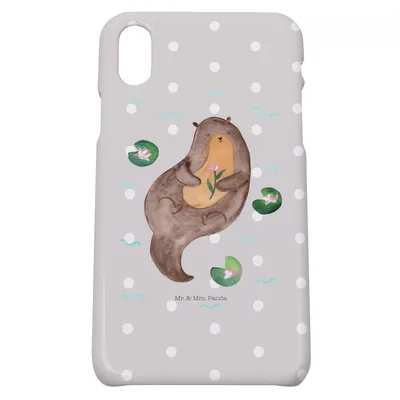 Produktbild von Mr. & Mrs. Panda Iphone 10 Handyhülle Otter Seerose - Grau Pastell - Geschenk, Handy, Seeotter, Fluss, Hülle, X, Cover, Wasser, glücklich