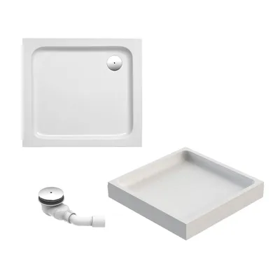Produktbild von Schulte Duschwanne 90x75 cm, Weiß, Modell Cala - Komplettset inkl. Wannenträger und Ablaufgarnitur