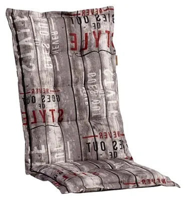 Produktbild von Hochlehner Auflage 8 cm, grau gestreift mit Schrift