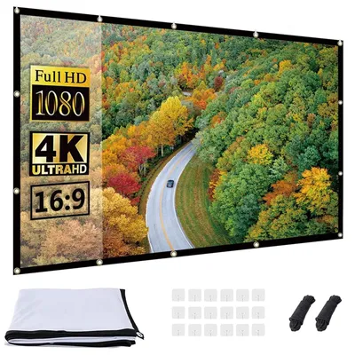 Imagen del producto de Pantalla de proyección plegable, de 100 pulgadas, formato 16:9, para cine en casa y uso en exteriores