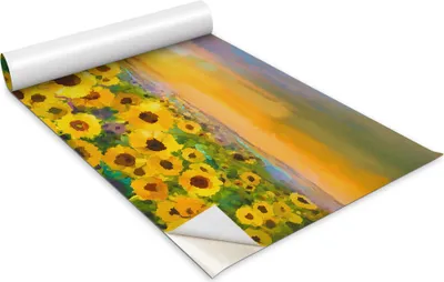 Zdjęcie produktu dla Folia samoprzylepna - Okleina meblowa - Dekoracyjna - Do mebli - Tapeta - Naklejka - Folia - Malowane pole słoneczników - 100 x 50 cm
