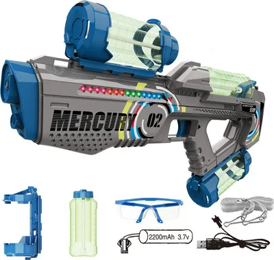 Image de （Gris）Pistolet à eau électrique à tir rapide Grande capacité Pistolets à eau Jouets aquatiques Avec des lumières et des effets sonores pour les enfants et les adultes en été piscine fête plage