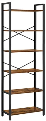 Immagine prodotto di Libreria a 6 ripiani – 186 cm – marrone e nero – realizzata in legno e acciaio