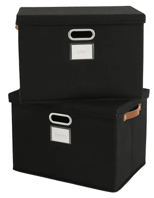 Faltbare Aufbewahrungsboxen mit Deckeln, 2 Stück, schwarz, 43x30x30 cm
