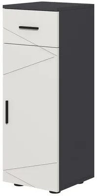 Produktbild von Badezimmerschrank aus Spanplatten mit Schublade und verstellbarem 2-stufigem Schrankfach, 30 x 30 x 82 cm, Grau