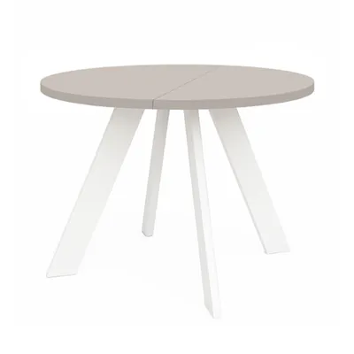 Produktbild von Runder Ausziehbarer Tisch für Esszimmer, LEX, Loft-Stil, Skandinavische, Durchmesser: 100 / 200 cm, Farbe: Kaschmir / Weiß