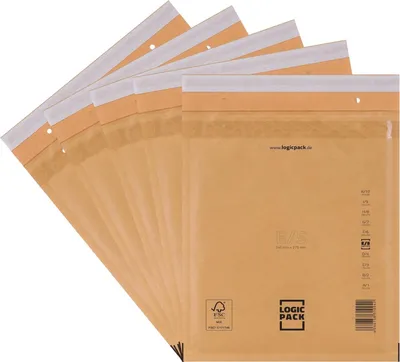 Produktbild von Logic Pack 100 Braune Luftpolsterumschläge E5 Gepolsterte Versandtaschen