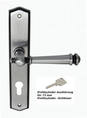 Produktbild von Messing Türbeschlag Kos LS PZ Edelstahlfarbig Schwarz Türdrücker Türklinke