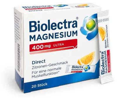 Imagen del producto de Biolectra, Magnesio 400 mg, sabor a limón, 20 sobres