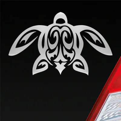 Produktbild von Auto Aufkleber Schildkröte Turtle Schildi Kröte Tribal 12x7 cm Silber Sticker Heckscheibenaufkleber
