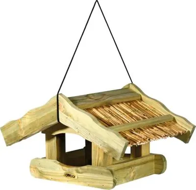 Produktbild von dobar Vogelfutterhaus "Saksun" mit Schilfdach, hängend, 39x30x22 cm