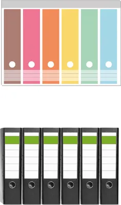 Produktbild von Wallario 6 Stück breite Ordner inkl. Klebeetiketten mit Motive Regenbogen in Pastelltönen -  Set mit Rückenschildern / Ordnerrücken Stickern