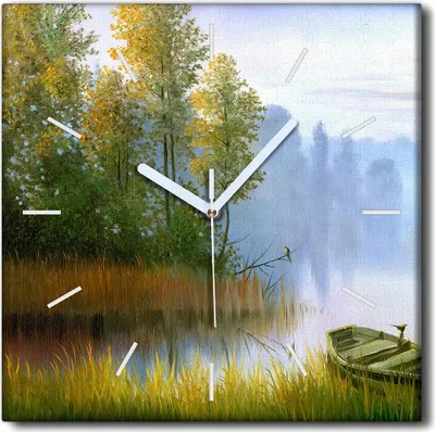Produktbild von Coloray Uhr auf Leinwand 30x30 cm Wand Uhr Dekoration Wohnzimmer Segeltuch weiße Zeiger -Wasserschiffküste.