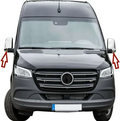 Zdjęcie produktu dla Chromowane nakładki lusterek ze stali nierdzewnej pasujące do Mercedes Sprinter W907, W910 | od 2018>