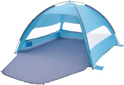 Produktbild von SucceBuy Strandmuschel Sonnenschutz für bis zu 6 Personen, UPF 50+ Schutz, Tragbares Zelt mit Transporttasche und Bodenbefestigungen, Leichter Sonnenschirm für Outdoor-Aktivitäten wie Camping, Angeln und Picknick