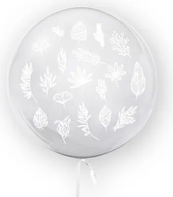 Obrázok produktu pre Priehľadný balón s listami, 45 cm