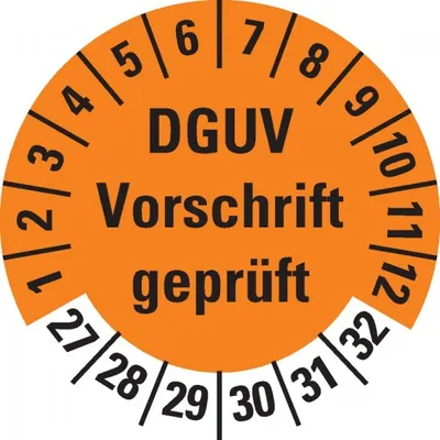 Produktbild von Dreifke® Prüfplakette DGUV Vorschrift ,27-32,orange,Dokufolie,Ø 30mm,1...