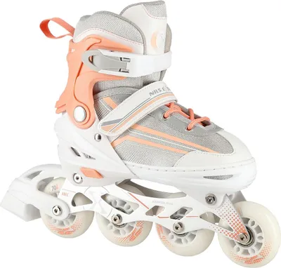 Image de Patins à roues alignées et à glace 2 en 1 blancs/roses, taille S (29-33)