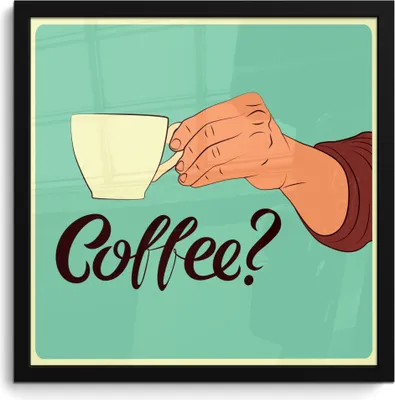 Produktbild von MuchoWow® MuchoWow® Gerahmtes Poster Retro - Kaffee? - Sprichwörter - Zitate 40x40 cm - Poster mit zchwarzem Bilderrahmen - Mit Rahmen - Wanddekoration Schlafzimmer