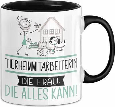 Produktbild von Tierheimmitarbeiterin Geschenk Tasse Becher Die Frau Die Allen Kann Geschenkidee für eine Tierheimmitarbeiterin Lustig (Schwarz)