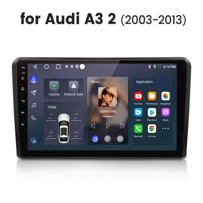 Immagine prodotto di Autoradio compatibile con CarPlay e Android Auto per Audi A3 S3 RS3 (modelli 8P e 8V) dal 2003 al 2013. Sistema operativo Android 15, navigatore GPS, Wi-Fi, Bluetooth, radio DAB+, controllo comandi al volante, porta USB, memoria interna 32GB