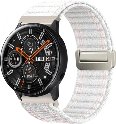 Produktbild von Smartwatch Armband für Samsung Galaxy Watch Active 40mm Nylon Textil Band Ersatzband Wechselband Magnetverschluss flexibel atmungsaktiv Weiß