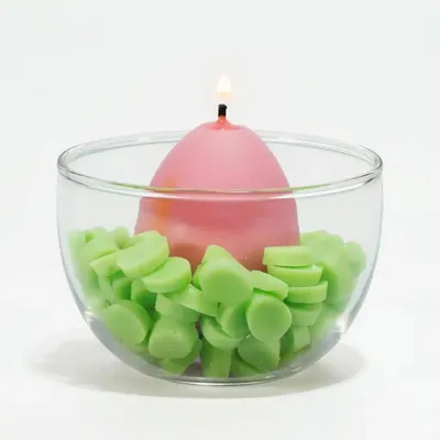 Produktbild von Osterkerze, Ei-Kerze rosa im Glas mit Wachsnest – Vegane Naturwachskerze aus Raps- & Olivenwachs – Kerze für Ostern, Frühlingskerze, handgefertigt