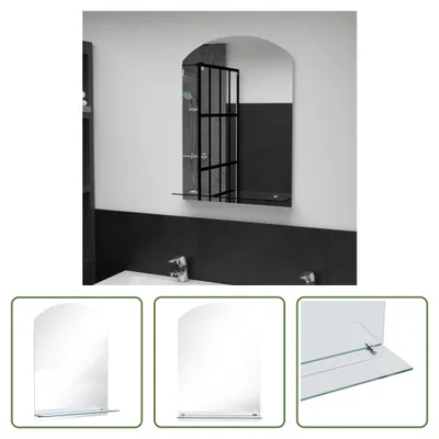 Image de The Living Store miroir mural avec étagère 50×70 cm verre trempé