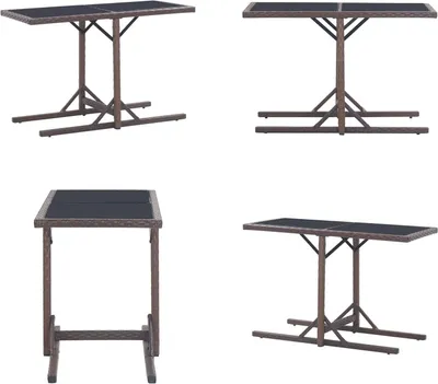Immagine prodotto di vidaXL Tavolo da giardino marrone 110×53×72 cm in vetro e poly rattan - Tavolo da giardino - Tavoli da giardino - Tavolo da esterno - Tavoli da esterno