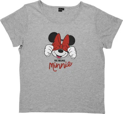 Produktbild von Disney Mickey Mouse T-Shirt für Damen - Be more Minnie Oberteil Frauen Shirt Top Grau XL