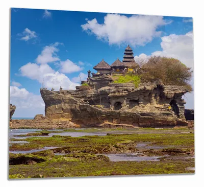 Produktbild von Wallario Herdabdeckplatte aus Glas, Größe 60 x 52 cm 1-teilig, Motiv Wassertempel auf Bali