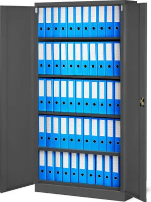 Produktbild von 2er Set Aktenschrank C001 Metallschrank Stahlschrank Werkzeugschrank Büroschrank Lagerschrank Universalschrank Pulverbeschichtung Flügeltüren 185 cm x 90 cm x 40 cm Farbe: Anthrazit/Anthrazit