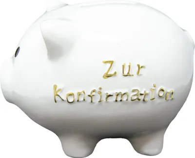 Produktbild von Charmantes Sparschwein aus Dolomit mit Konfirmation Aufdruck