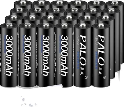 Image de Piles AA rechargeables, capacité 3000mAh, technologie NI-MH, 24 pièces AA