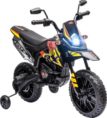 Produktbild von AIYAPLAY Kinder Elektro-Motorrad, 12V Kindermotorrad mit Musik, 6 km/h Kinderfahrzeug mit abnehmbar Trainingsrädern, 12 Zoll Kunststoffreifen, für 3-8 Jahre Kinder, max. 30 kg, Gelb