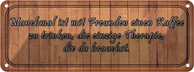 Produktbild von vianmo Blechschild 10x27 cm mit Freunden Kaffee trinken Essen