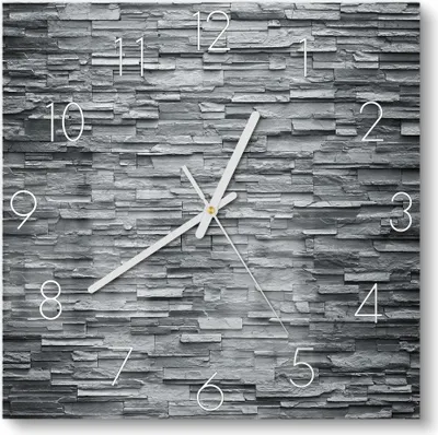Produktbild von DEQORI Glasuhr 30x30 cm Zahlen 'Unebene Schieferwand' Wanduhr Glas Uhr Design leise