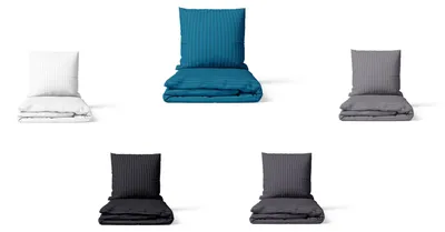 Produktbild von 2 tlg. Damast Bettwäsche Set - Anthrazit / Dunkelgrau - 155x220 80x80 cm - YKK Reißverschluss
