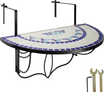 Produktbild von tectake® Balkontisch Stahl, Mosaik und Zement 75 x 65 x 62 cm