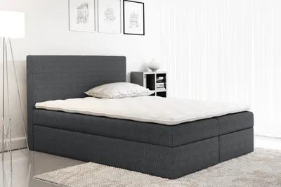 Produktbild von Bett Boxspringbett BALTIK mit Pocket-Matratze und Topper , Doppelbett mit 2 Bettkästen, H3 ( 140x200 cm , Graphit - Olimp 13 )
