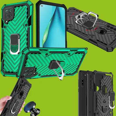 Obrázek produktu pro Pro Huawei P40 Lite Hybrid Case Metal Armor Green Ring Phone Case Protection Cover