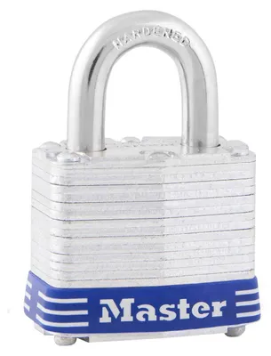 Produktbild von Master Lock 3EURD Vorhängeschloss aus laminiertem Stahl mit Schlüssel, Grau, 5,9 x 4 x 2,1 cm