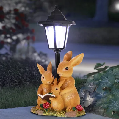 Solar-Hasenfigur aus Kunstharz, wasserdicht, 31,5 cm, für Garten
